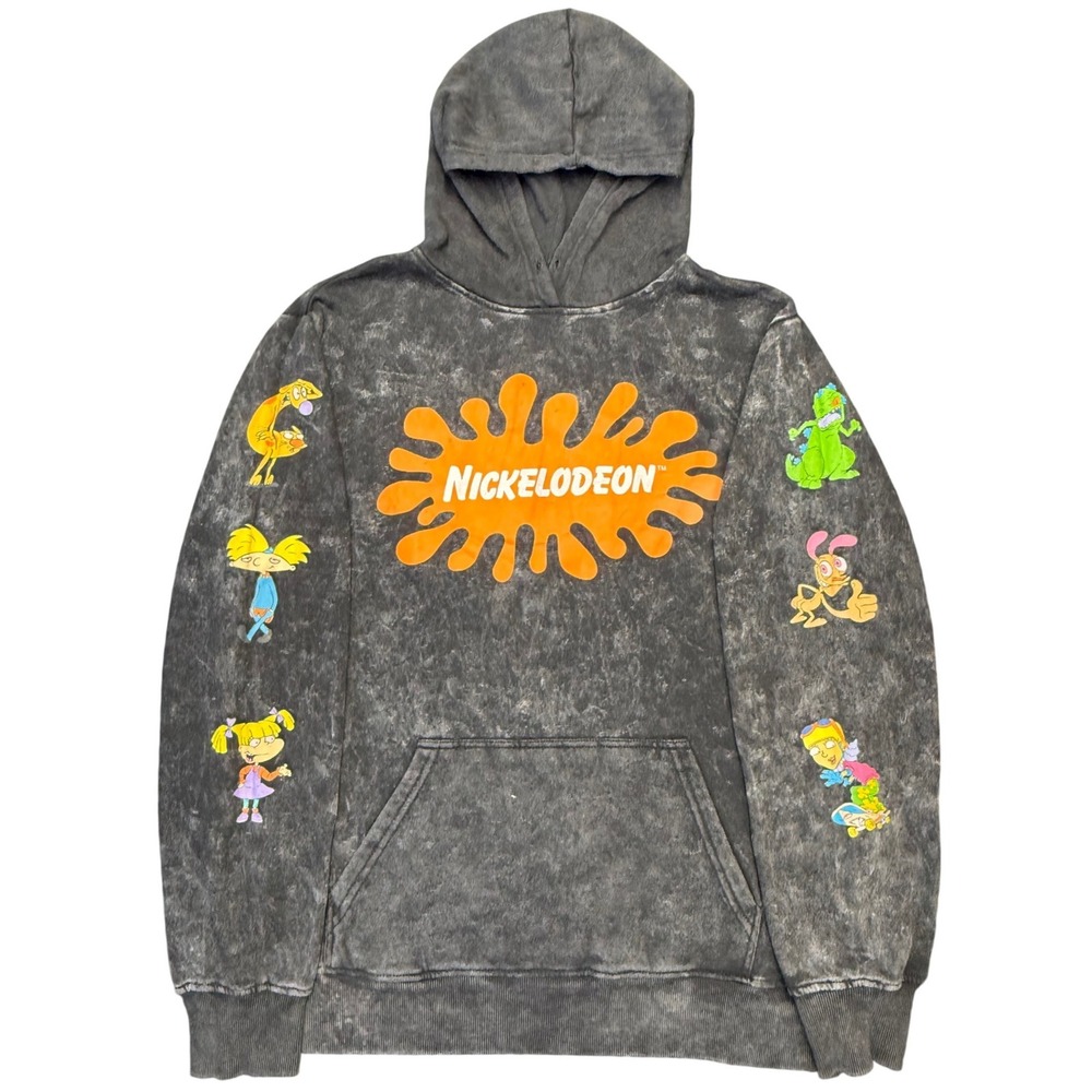 Nickelodeon‎ Cartoon Hoodie Acid Wash Rugrats Ren Stimpy Mens L